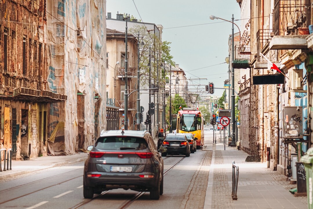 city street with autonomous cars